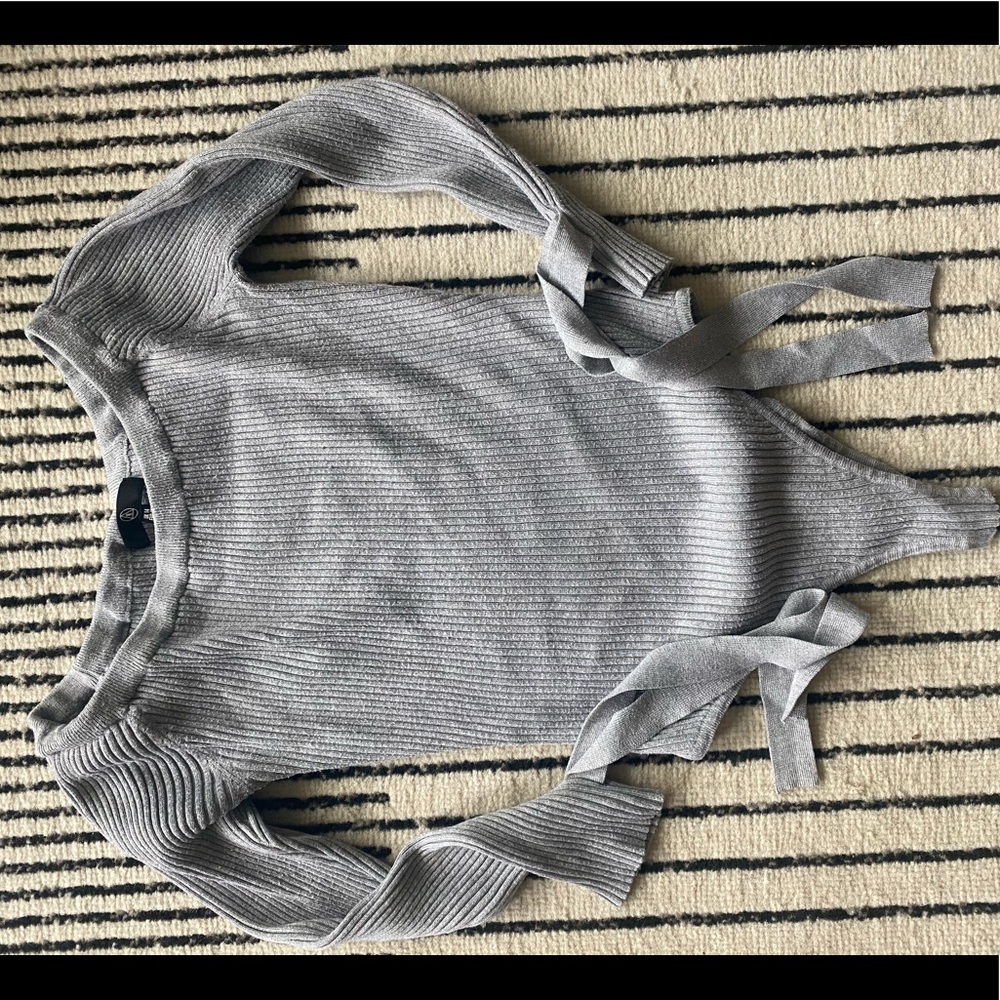 Misguided grey sweater bodysuit with wrist ties